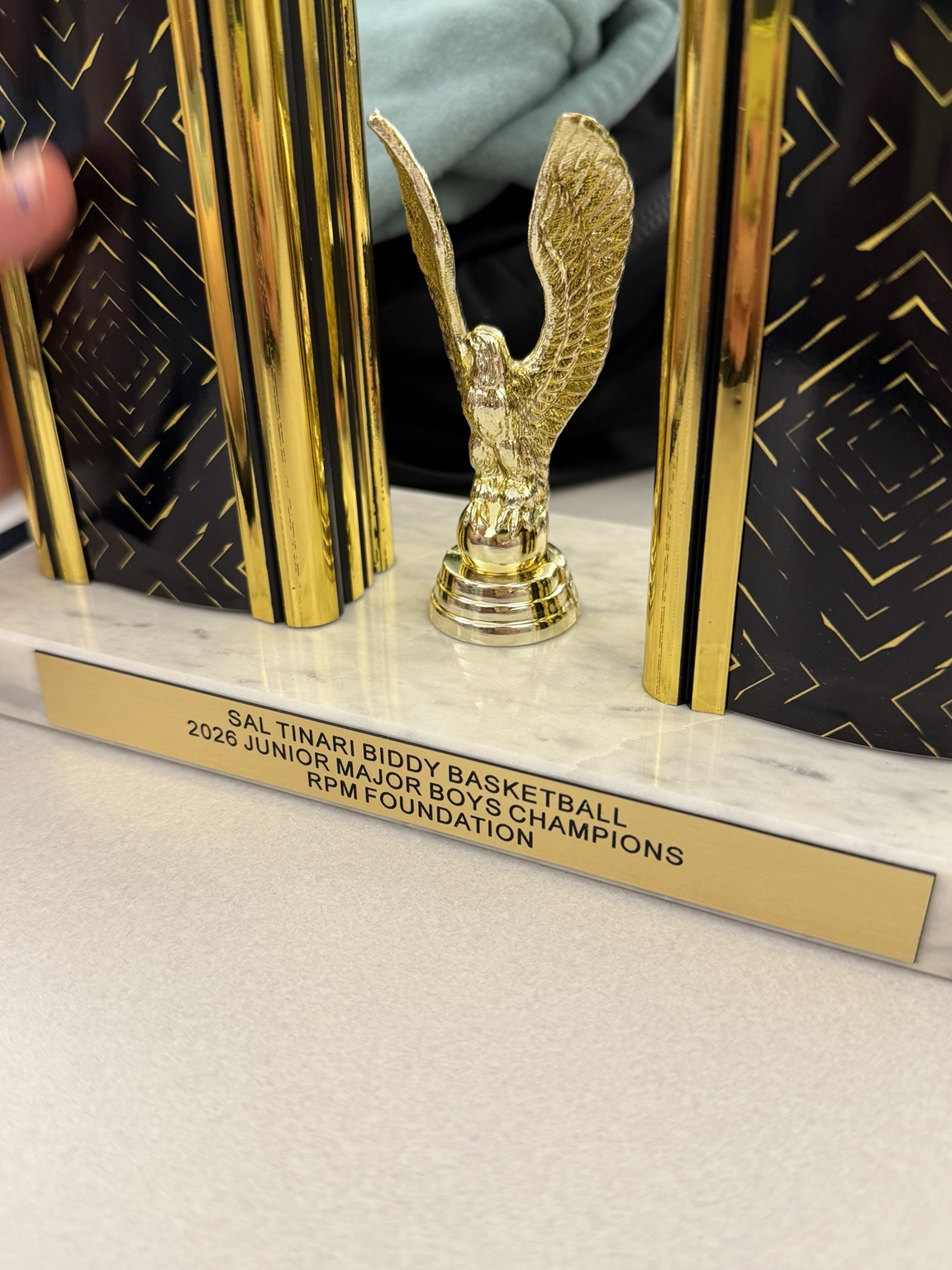 2026 Junior Major Boys Champions trophy plaque recognizing RPM Foundation